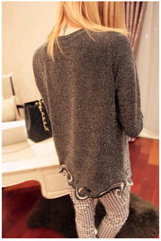 韓版復古針織 波浪刺繡亮絲打底衫，演繹春日文藝浪漫